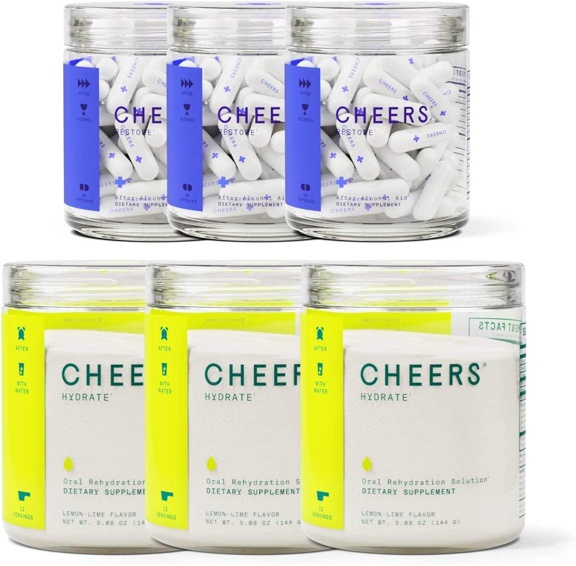 Cheers Restore and Hydrate Combo | for Fast Liver Detox and Rehydration. Feel Great After Drinking and Replenish with Our Electrolyte Formula (Triple)
