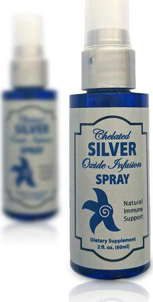 Chelated Silver Oxide Infusion 150PPM Spray, Silver Oxide Liquid Mineral, Colloidal Silver Alternative, Immune Supplement, Vegan, All Natural, 2.0 Fl Oz