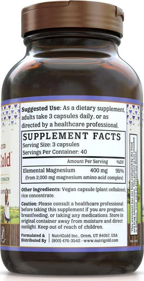 Chelated Supplement, 400 Mg, Highly Bioavailable Full-Spectrum Chelate Better Than Magnesium Glycinate, Malate, or Oxide, 120 vegan Capsules