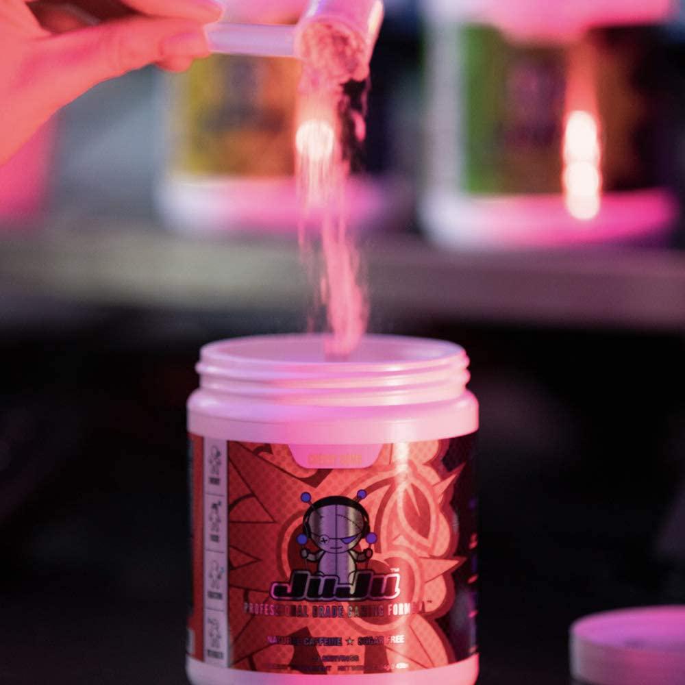 Cherry Bomb Tub - Juju Professional Grade Gaming Energy Drink Mix  -  Healthy Supplement Increases Focus, Energy, Reaction time, Eye Health. Natural Caffeine, nootropics, Vitamins. Sugar-Free, Keto.