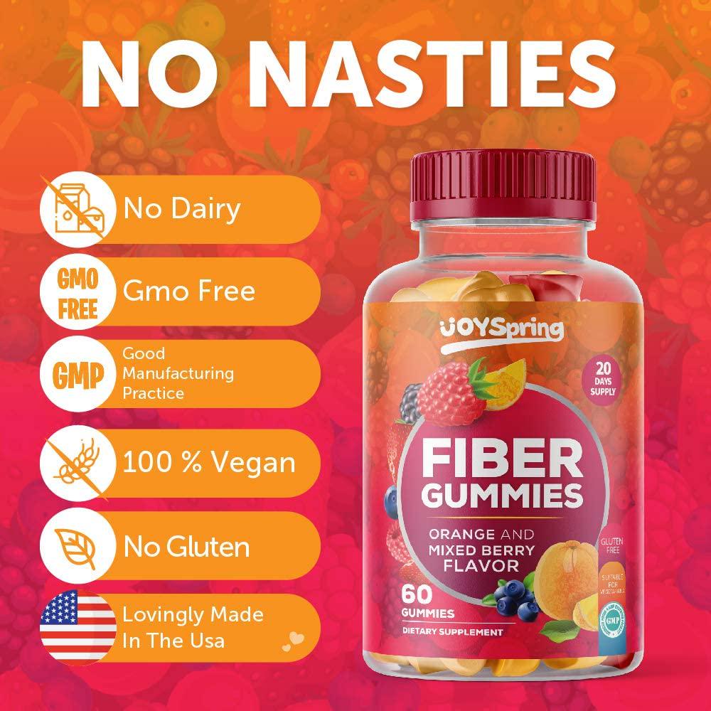 Chewable Fiber Gummies for Kids - Orange and Berry Flavored Fiber Supplements for Kids - Kids Fiber Gummies for Child and Toddler Constipation Relief - 60 ct. Chicory Root Fiber Supplement Gummies