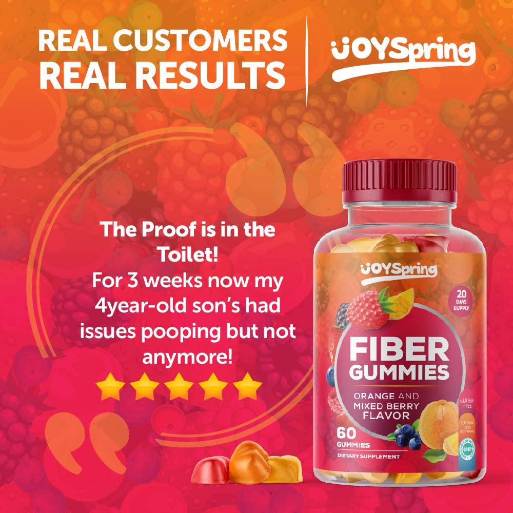 Chewable Fiber Gummies for Kids - Orange and Berry Flavored Fiber Supplements for Kids - Kids Fiber Gummies for Child and Toddler Constipation Relief - 60 ct. Chicory Root Fiber Supplement Gummies