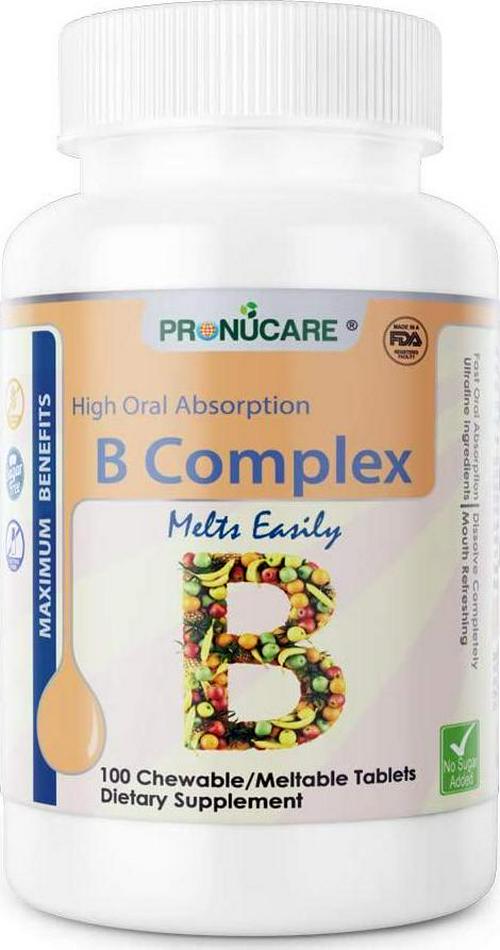 Chewable-Meltable Nice Refreshing Taste Vitamin B-Complex PRONUCARE Ultrafine Easy Oral Absorption high Density Lozenge Tablet 100CT