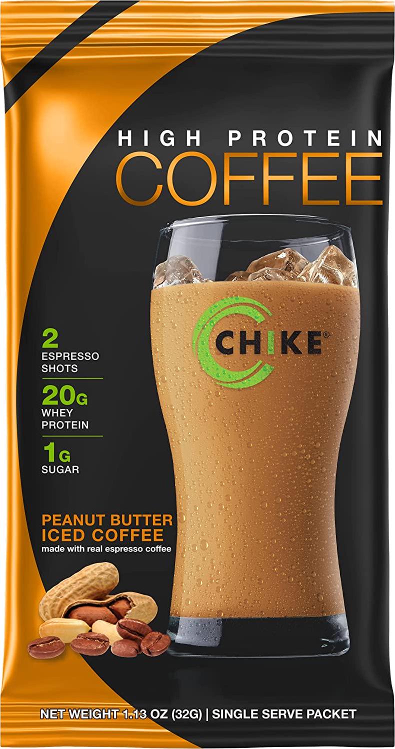 Chike High Protein Iced Coffee, 12 Single Serving Packets (Peanut Butter)