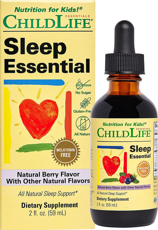 ChildLife Essentials Sleep Essential - All Natural Sleep Aid for Kids, Promotes Relaxation and Healthy Sleep, Melatonin-Free, No Sugar, Gluten Free - Berry Flavor, 2 Fl Oz (Pack of 1)