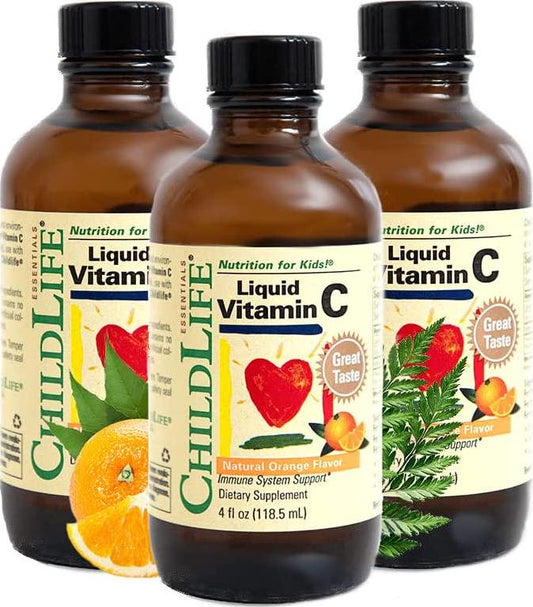Child Life Liquid Vitamin C, Orange Flavor, Glass Bottle, 4-Ounce (Pack of 3)