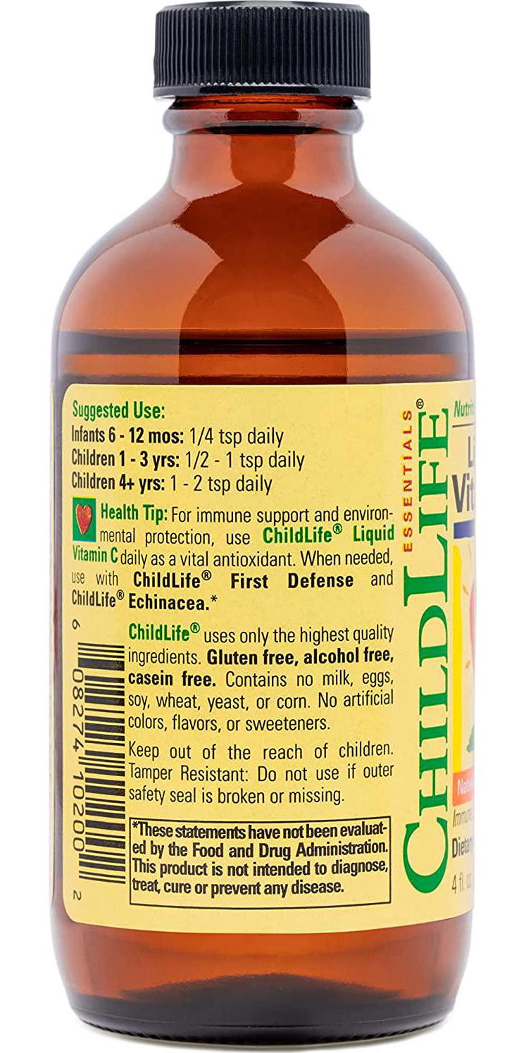 Child Life Liquid Vitamin C, Orange Flavor, Glass Bottle, 4-Ounce (Pack of 3)