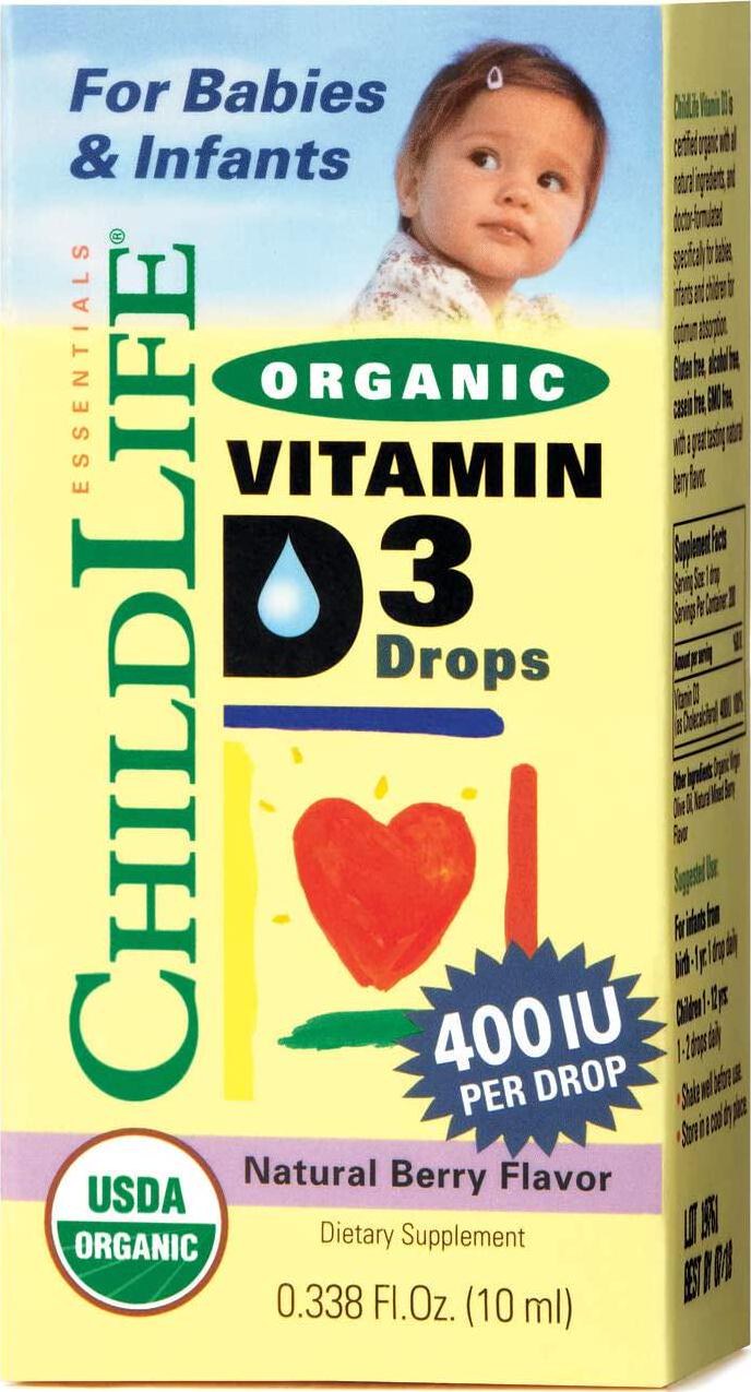 Childlife Child Life Organic Vitamin D3 Liquid, Natural Berry, 0.338 Fluid Ounce (1 Pack)