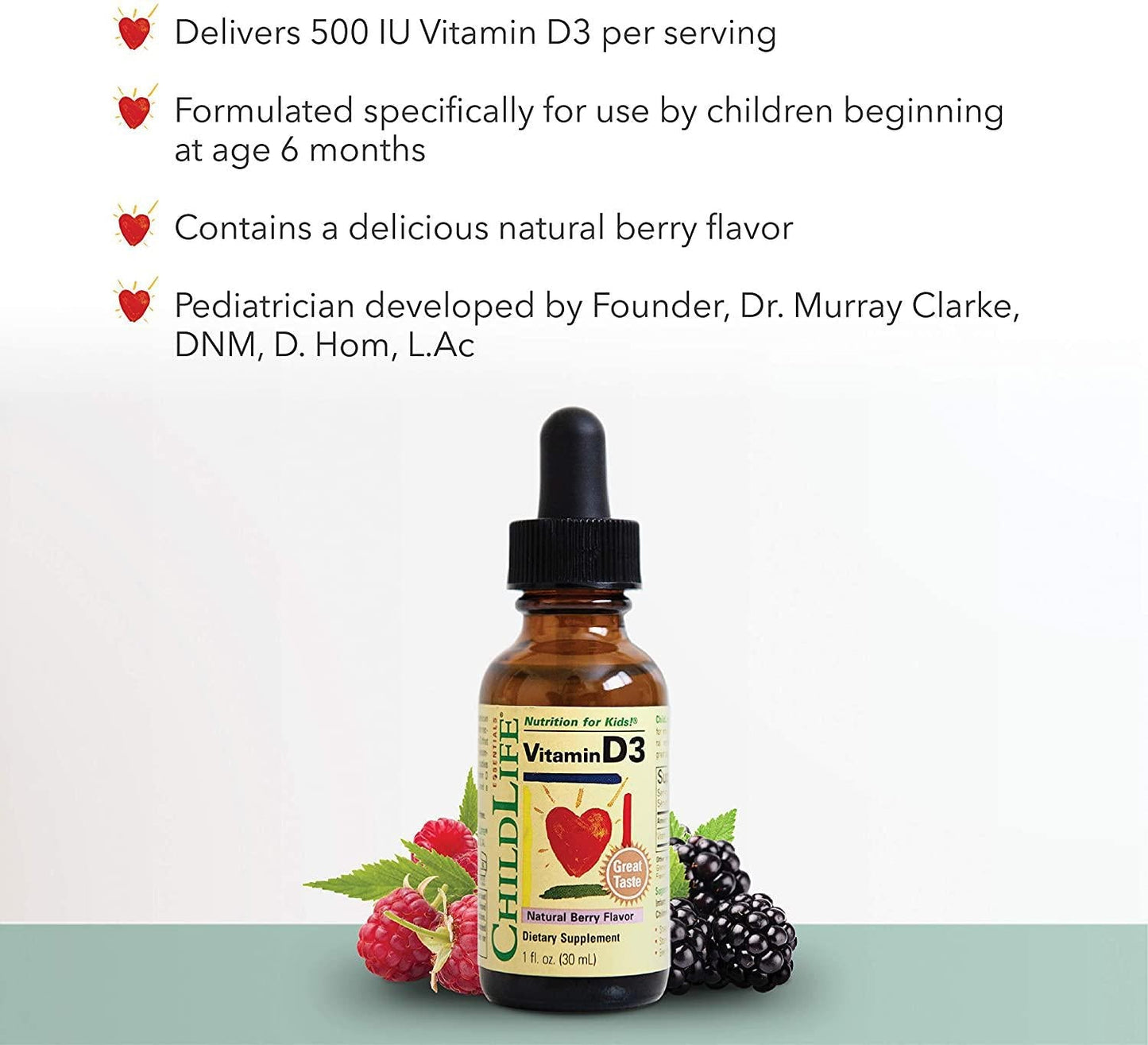 Childlife Vitamin D3, Berry Flavor, Glass Bottle, 1-Ounce (3 Pack)