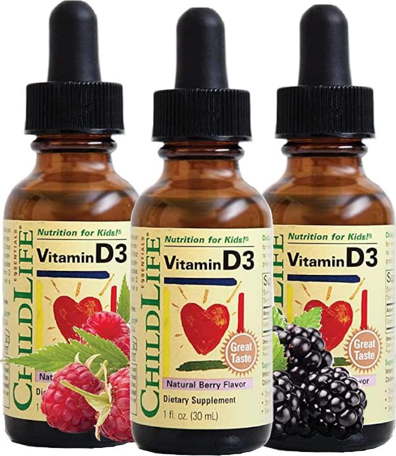 Childlife Vitamin D3, Berry Flavor, Glass Bottle, 1-Ounce (3 Pack)