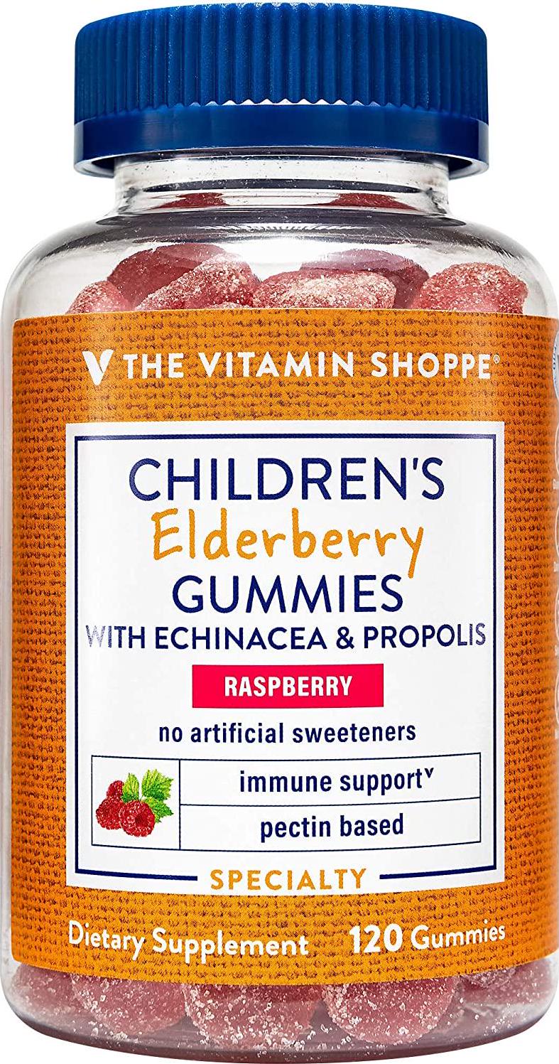 Children's Elderberry Gummies with Echinacea Propolis Immune Support Raspberry (120 Gummies)