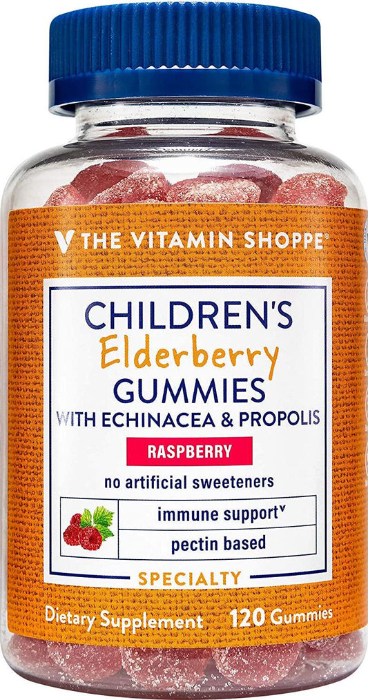 Children&#039;s Elderberry Gummies with Echinacea Propolis Immune Support Raspberry (120 Gummies)