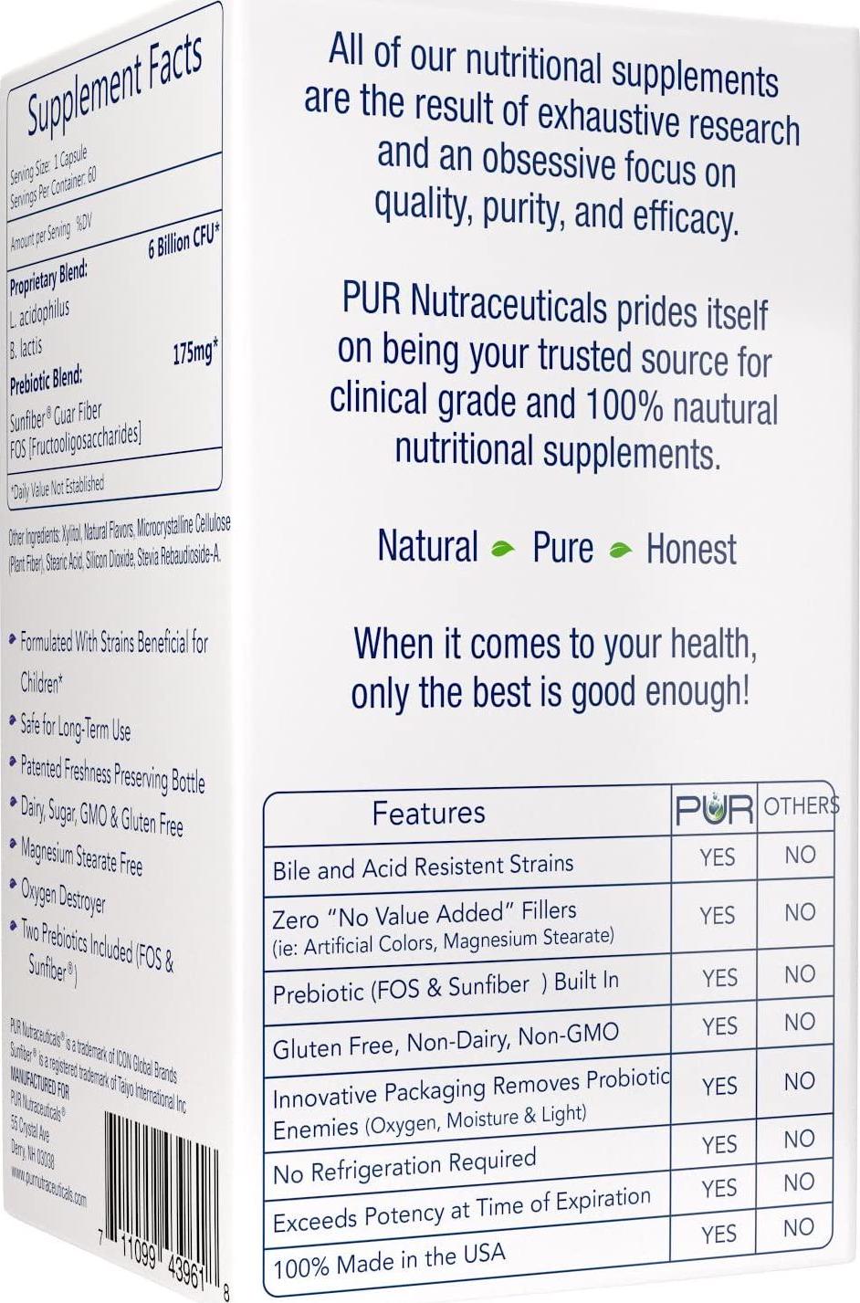 Children's Probiotics + Prebiotics * 6 Billion CFUs/Serving * 60 Chewable Tablets * 2 Month Supply * with Prebiotics Sunfiber and FOS for 10X More Effectiveness * 100% All Natural * Made in USA