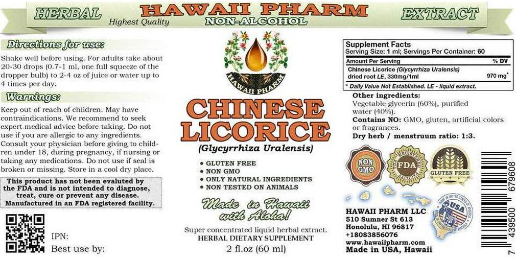 Chinese Licorice Alcohol-FREE Liquid Extract, Chinese Licorice (Glycyrrhiza Uralensis) Root Glycerite Herbal Supplement 2 oz