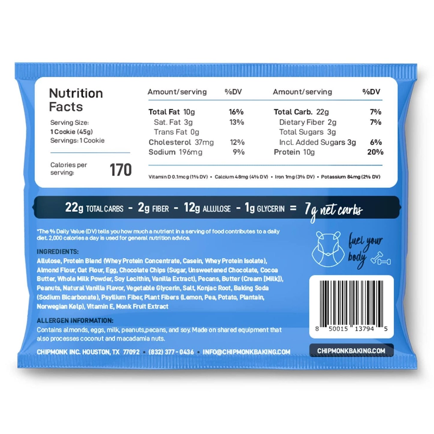 ChipMonk Baking, Chocolate Chip Pecan High Protein Cookies - Low Carb Diet Friendly Gym Snacks, Meal Replacement Cookie, Gluten-Free, Healthy Low Sugar Sweet Snack - Balanced Nutrition Baked Desserts