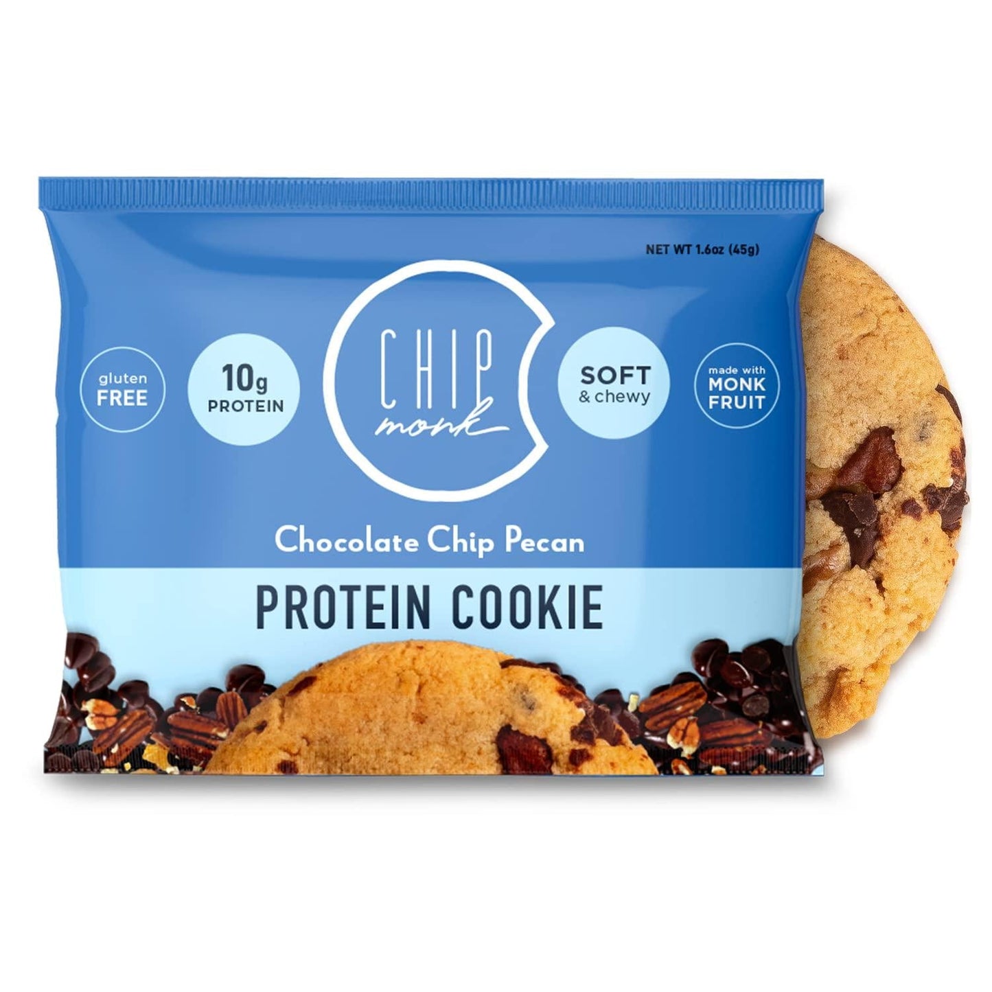 ChipMonk Baking, Chocolate Chip Pecan High Protein Cookies - Low Carb Diet Friendly Gym Snacks, Meal Replacement Cookie, Gluten-Free, Healthy Low Sugar Sweet Snack - Balanced Nutrition Baked Desserts