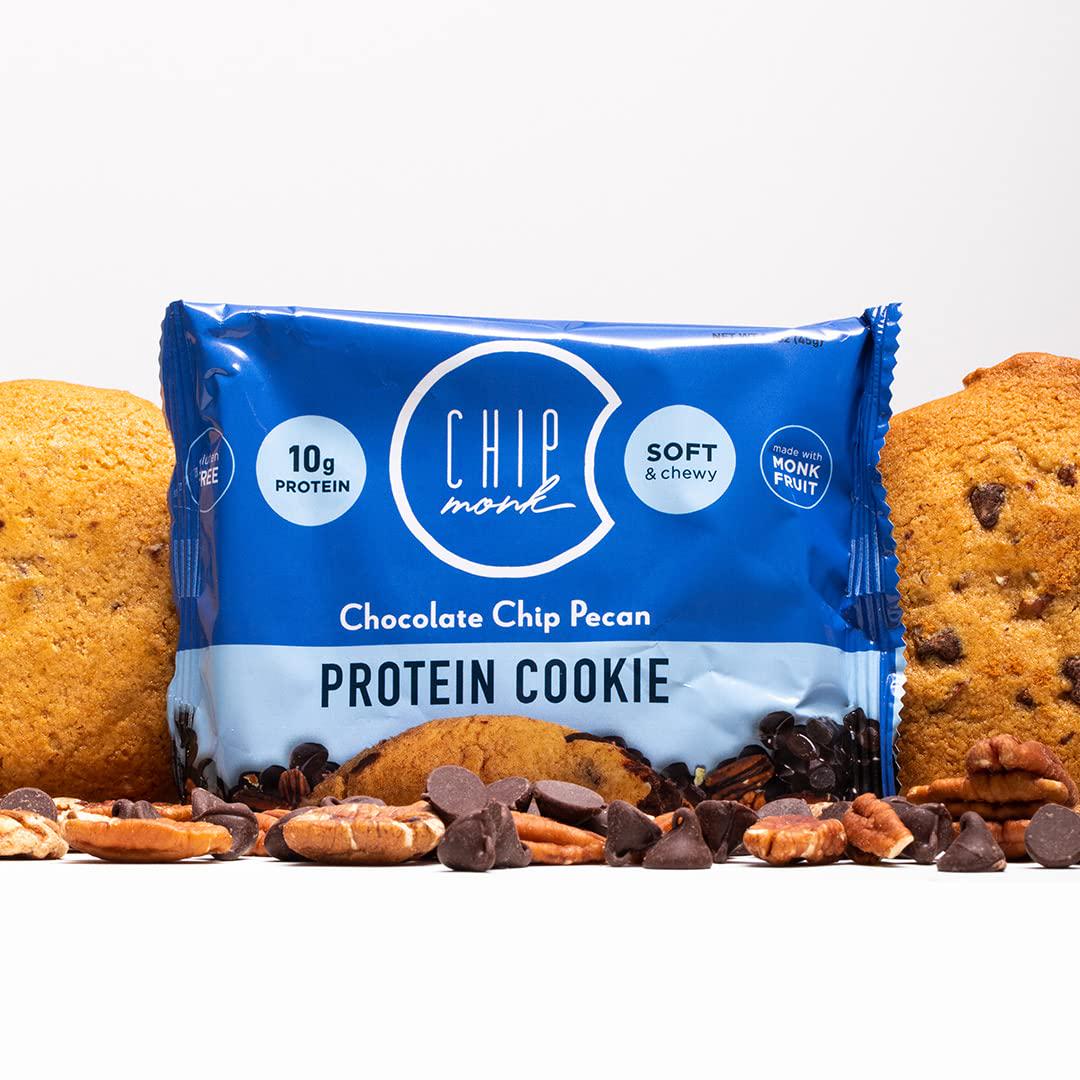 ChipMonk Baking, Chocolate Chip Pecan High Protein Cookies - Low Carb Diet Friendly Gym Snacks, Meal Replacement Cookie, Gluten-Free, Healthy Low Sugar Sweet Snack - Balanced Nutrition Baked Desserts