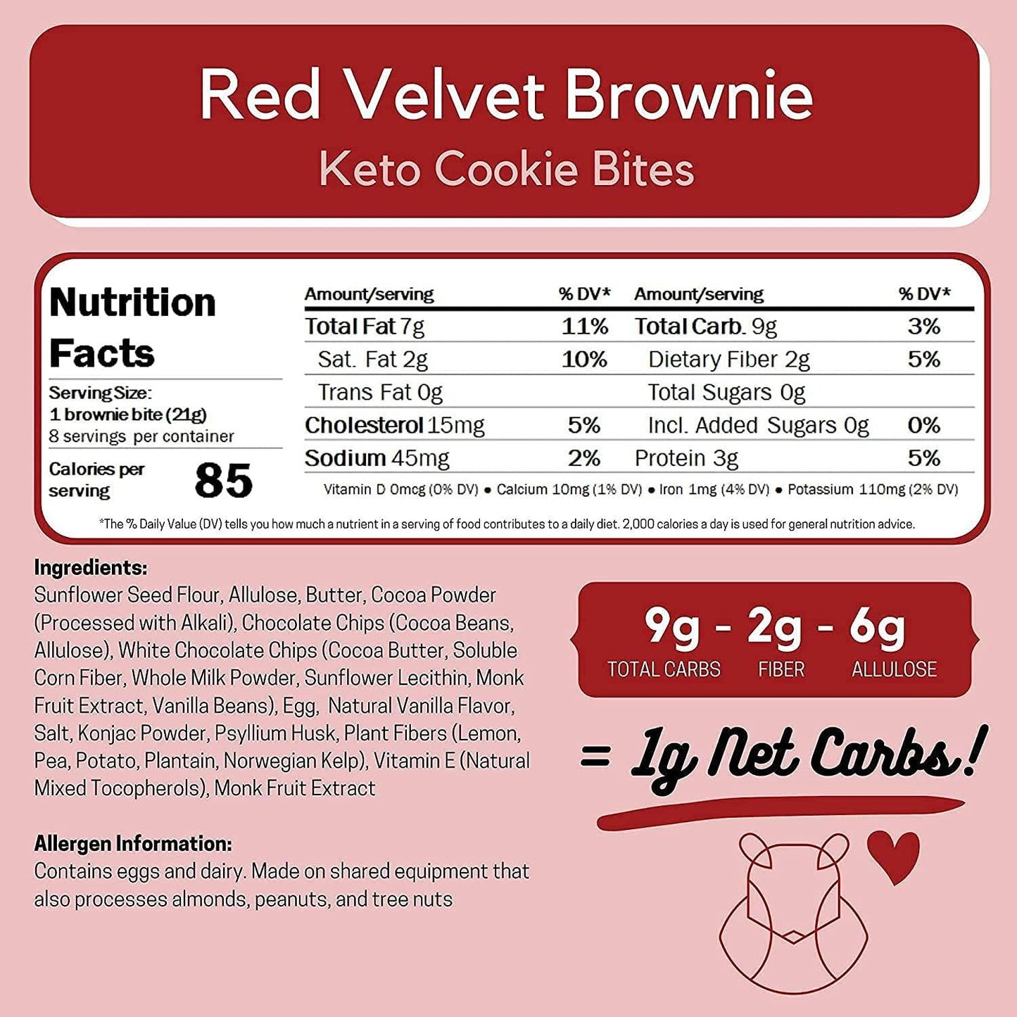 ChipMonk Keto Cookie Bites Delicious, Low Carb, Diabetic Friendly, 1g Net Carb, Gluten Free, Sugar Free Keto Bites Sweetened with Allulose and Monk Fruit (Red Velvet Brownie, 2 Pouches (16 Bites))