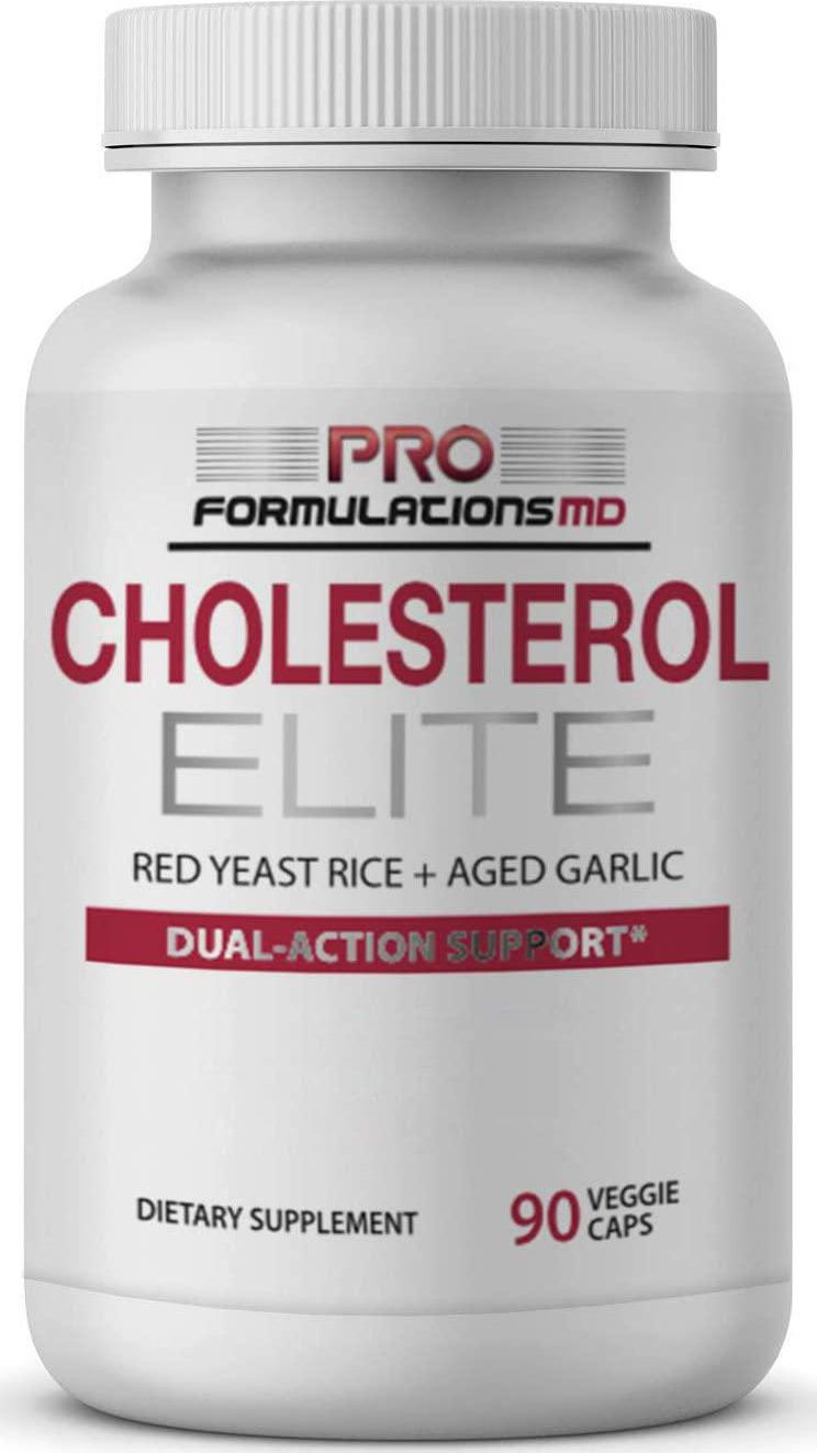 Cholesterol Elite - Dual Action Cholesterol Support - 90 vcaps - Powered by Red Yeast Rice (10:1) and Aged Garlic Extract (10:1) - Enhanced with Inositol and Artichoke Extract