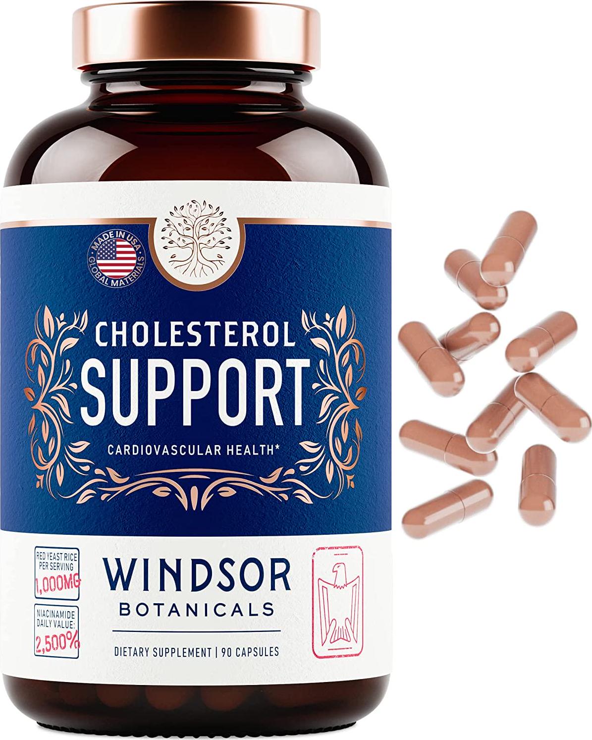 Cholesterol Lowering Heart Health Supplement - Encourages Lower Bad Cholesterol - Windsor Botanicals High-Potency Bergamot, Red Yeast Rice, Aronia Berry, Niacin, and Berberine - 90 Vegan Capsules