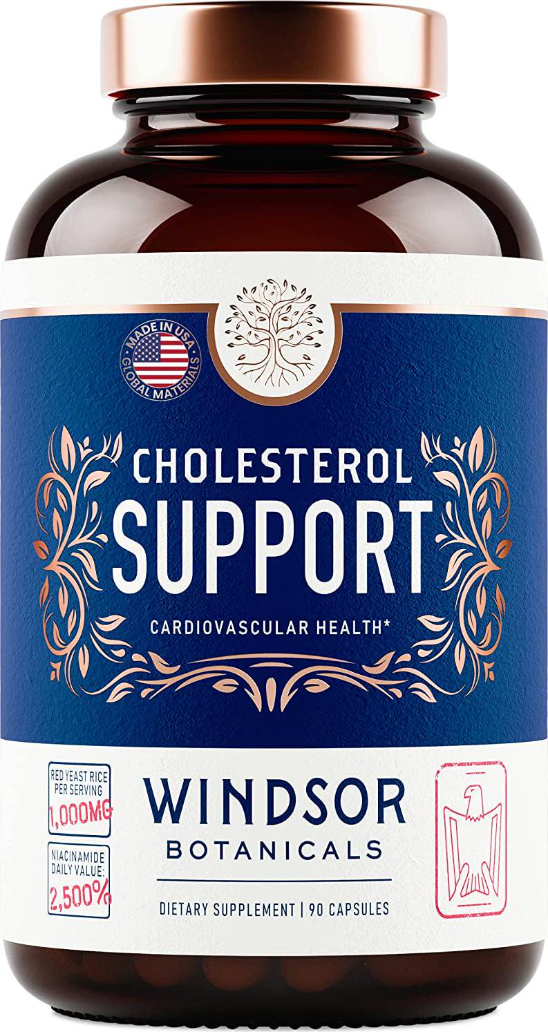 Cholesterol Lowering Heart Health Supplement - Encourages Lower Bad Cholesterol - Windsor Botanicals High-Potency Bergamot, Red Yeast Rice, Aronia Berry, Niacin, and Berberine - 90 Vegan Capsules