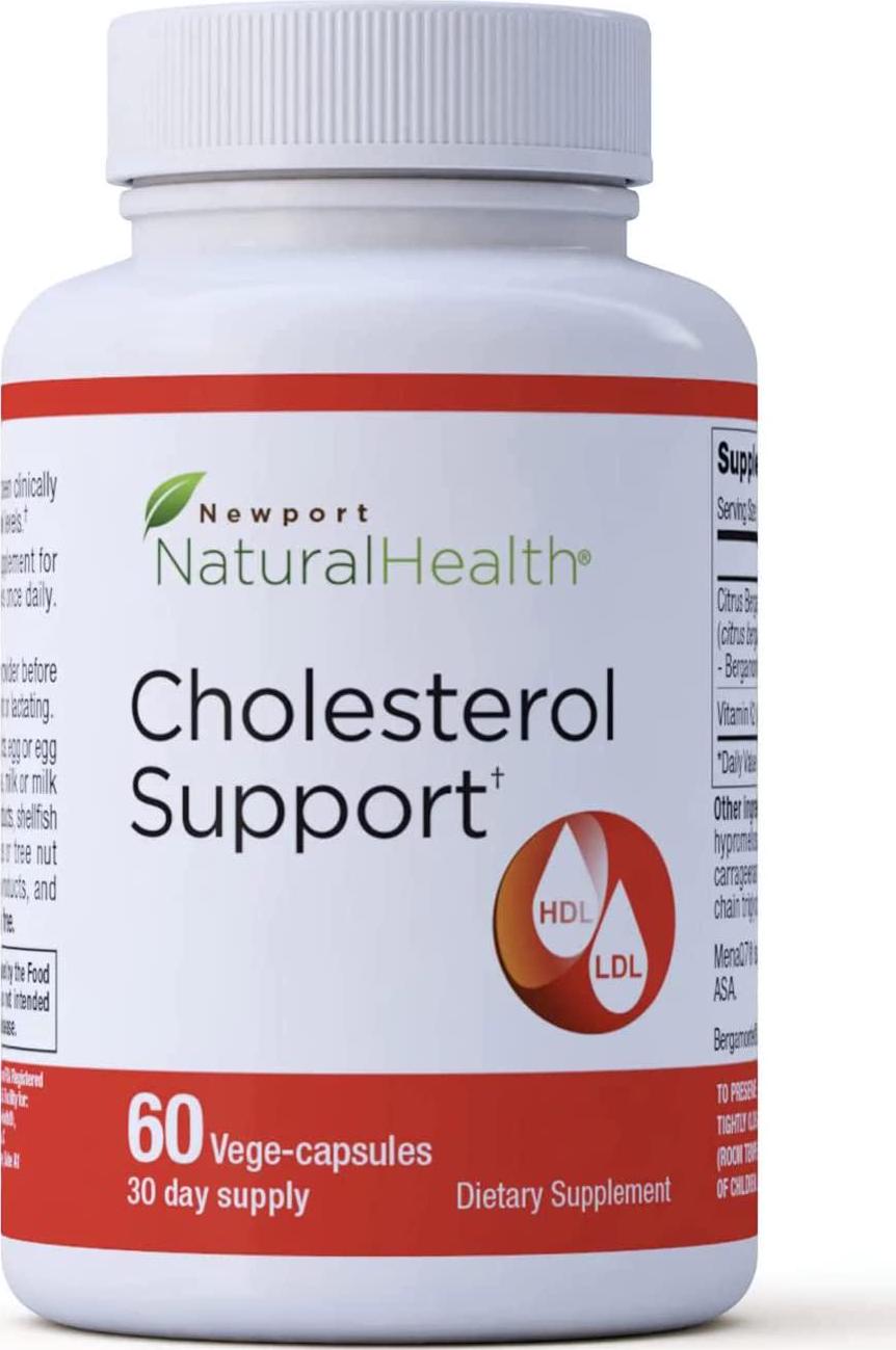 Cholesterol Solution: Cholesterol Lowering Product, Citrus Bergamot, Healthy Hdl, Ldl, Triglycerides, Vitamin K2, Best Heart Health. 60 Vege-caps (30-Day Supply)