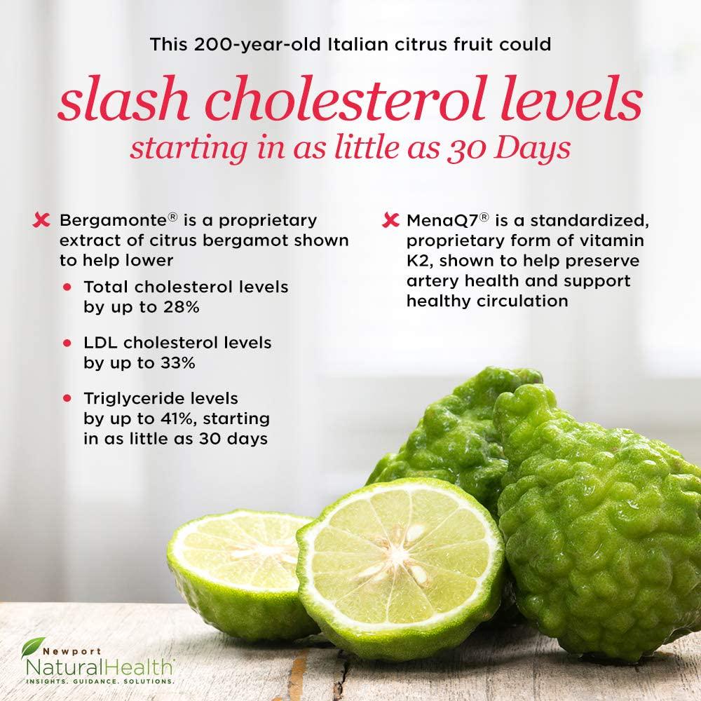 Cholesterol Solution: Cholesterol Lowering Product, Citrus Bergamot, Healthy Hdl, Ldl, Triglycerides, Vitamin K2, Best Heart Health. 60 Vege-caps (30-Day Supply)