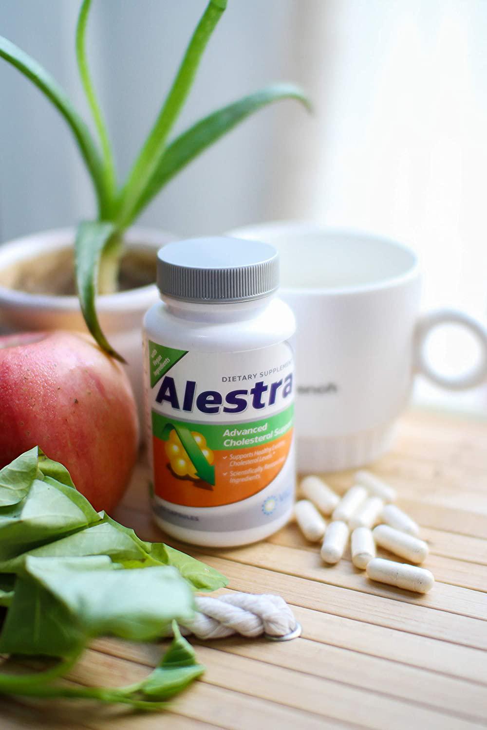 Cholesterol Support Supplement with Niacin, Plant Sterols, Policosanol, Guggul Extract and Garlic. Vegan, Naturally Maintains Healthy Cholesterol Levels and Powerfully Promotes Heart Health - Alestra