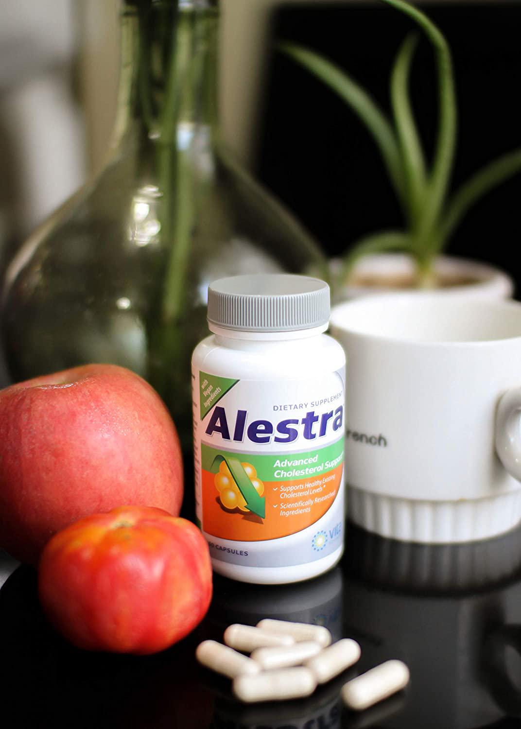 Cholesterol Support Supplement with Niacin, Plant Sterols, Policosanol, Guggul Extract and Garlic. Vegan, Naturally Maintains Healthy Cholesterol Levels and Powerfully Promotes Heart Health - Alestra