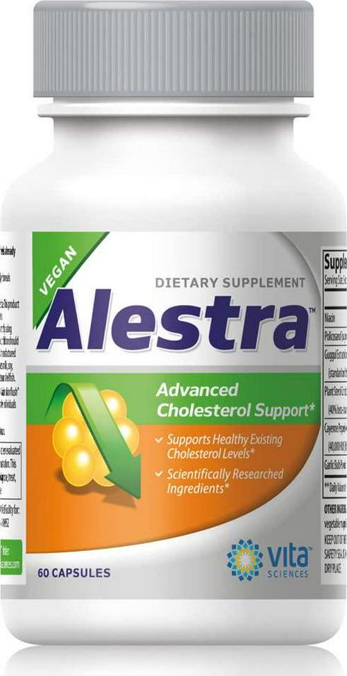 Cholesterol Support Supplement with Niacin, Plant Sterols, Policosanol, Guggul Extract and Garlic. Vegan, Naturally Maintains Healthy Cholesterol Levels and Powerfully Promotes Heart Health - Alestra