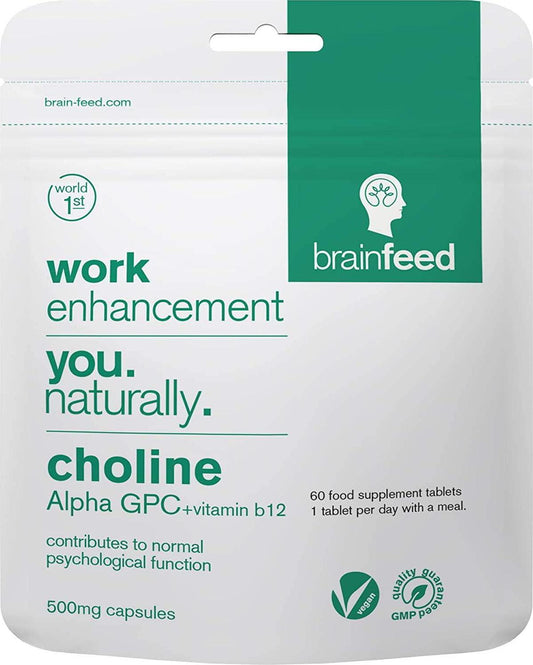 Choline Alpha GPC 99% | 500mg Capsule | 60 Capsules – 1 per Day | Nootropic Focus, Concentration and Memory Supplement | Vegan Choline | UK Manufactured [NOT Alpha-GPC 50%]