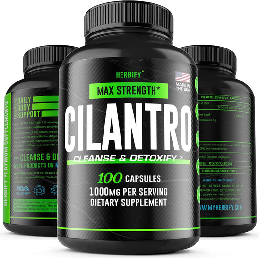 Cilantro Pills 1000mg, Cilantro Capsules (Coriandrum Sativum), Cilantro Supplement, Organic Herbal Supplement, 100 Capsules (100)