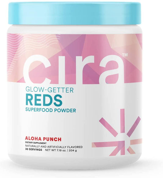 Cira Glow-Getter Reds Superfood Powder - Antioxidants and Polyphenols for Increased Energy and Gut Health - 30 Servings, Aloha Punch