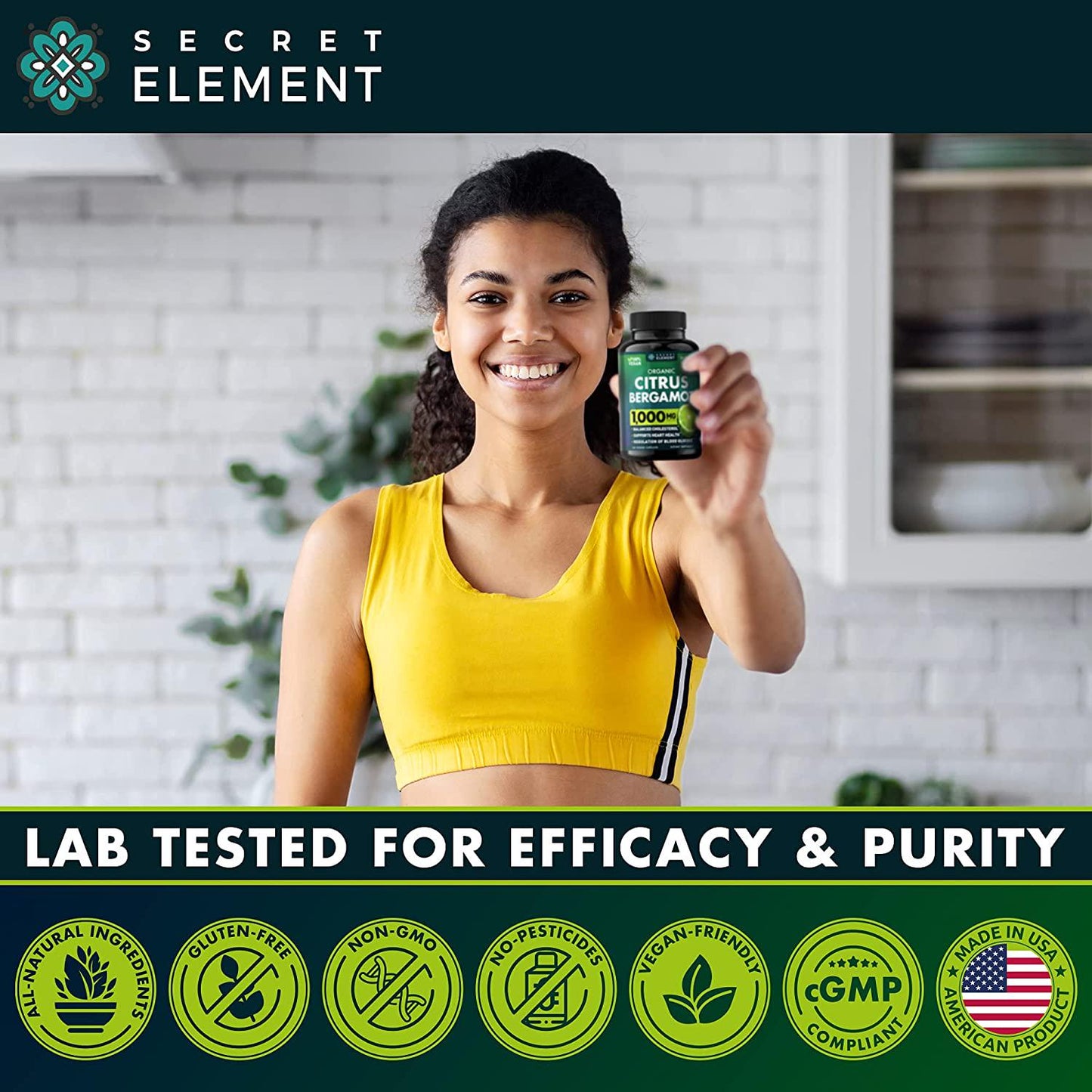 Citrus Bergamot 1000mg - Organic Cholesterol Supplements with Pure Bergamot Extract - Supports Heart and Cardiovascular Health - High Absorption Rate - Non-GMO and Vegan - 120 Bergamot Capsules