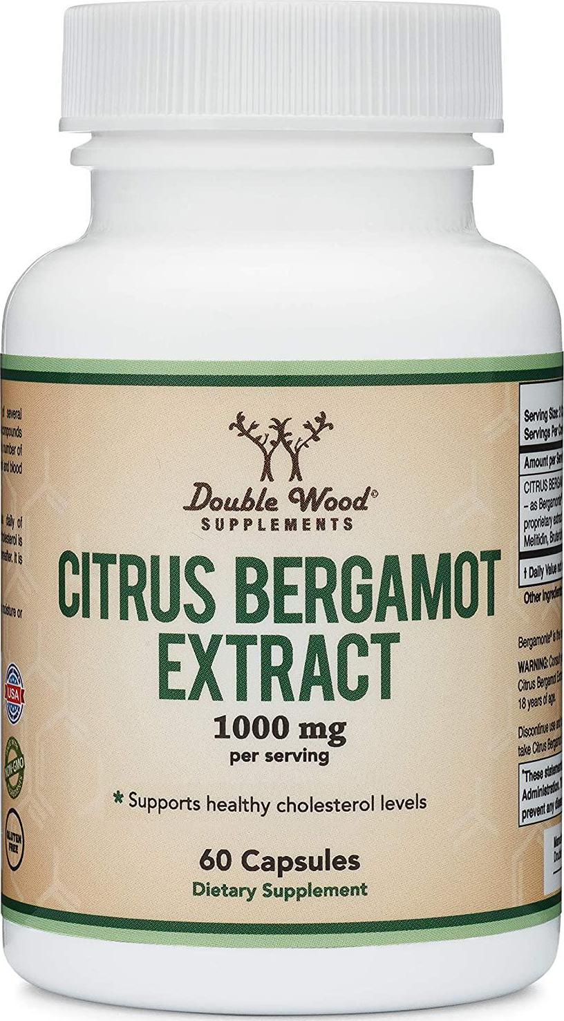 Citrus Bergamot Capsules 500 mg (Patented Bergamonte Vegan Cholesterol Support Extract) Citrus Bioflavonoids Supplement for Healthly Cholestorol Levels, 60 Capsules by Double Wood Supplements