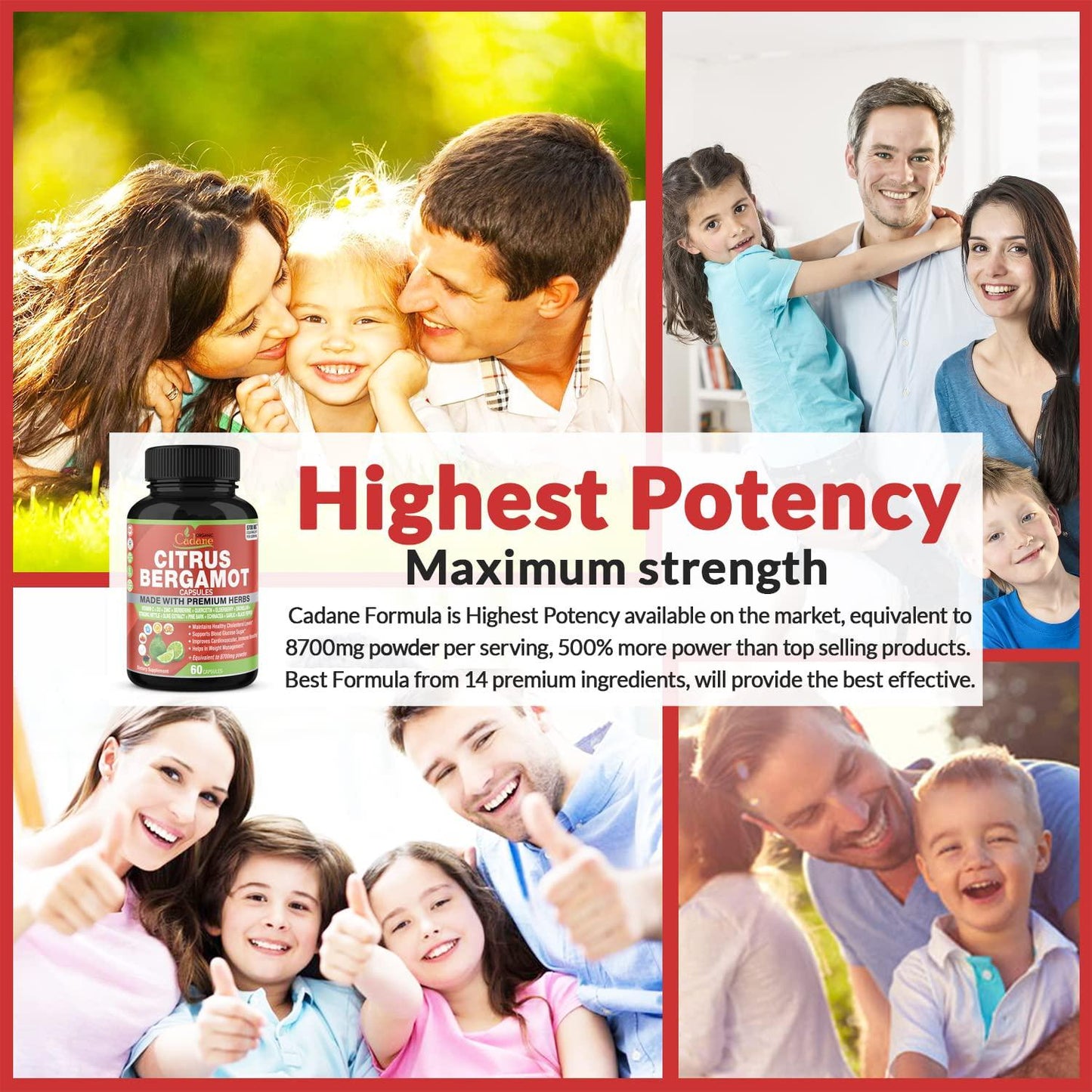 Citrus Bergamot Extract Capsules 8700mg and VitaminC, D3, Zin.C, Berberine, Quercetin, Elderberry, Bromelain, Olive and More | High Cholesterol Levels Lowering | Promotes Blood Sugar Pressure