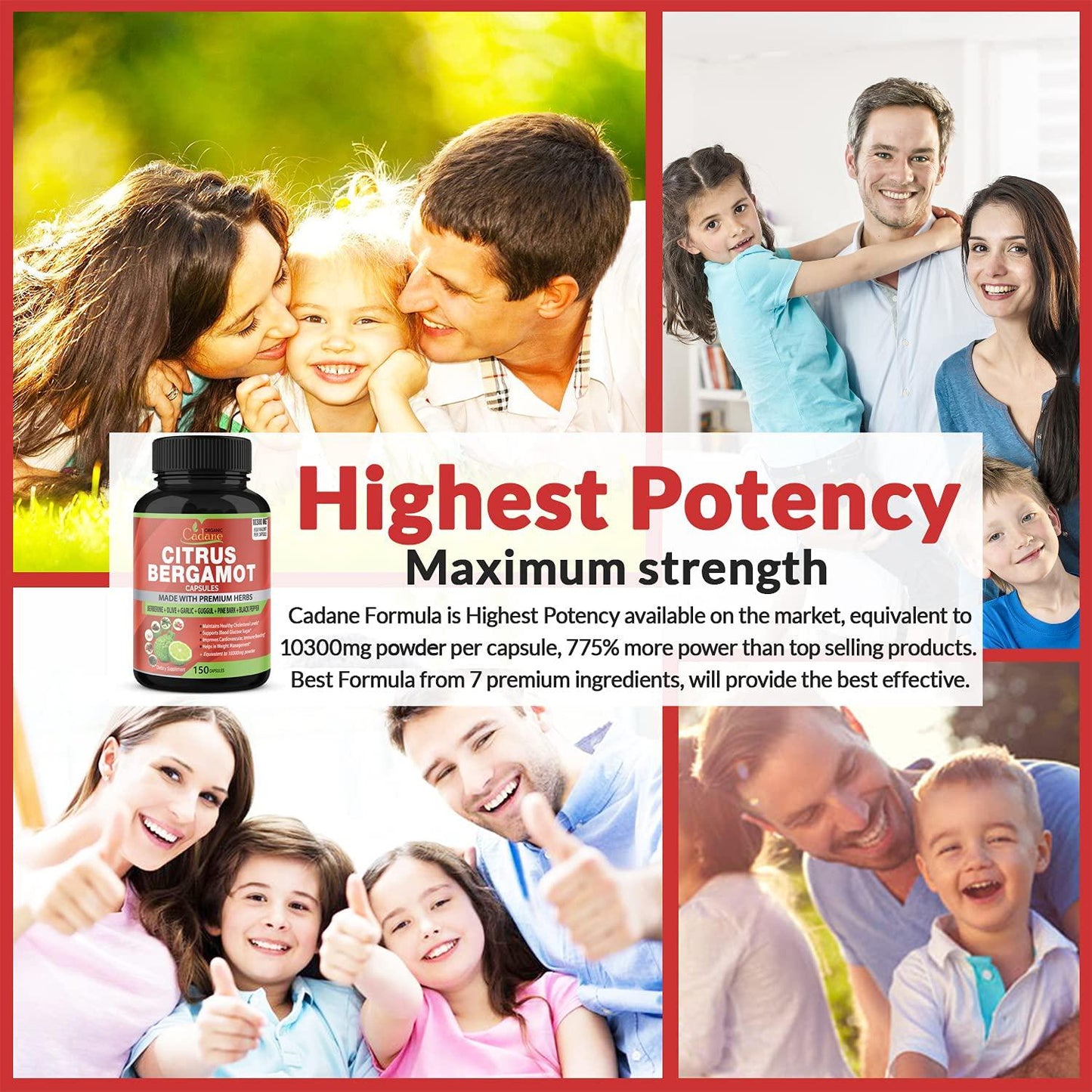 Citrus Bergamot Extract Capsules 10300mg, 5 Months Supply and Berberine, Olive, Guggul, Garlic, Pine Bark, Black Pepper | High Cholesterol Levels Lowering Supplements | Promotes Blood Sugar Pressure