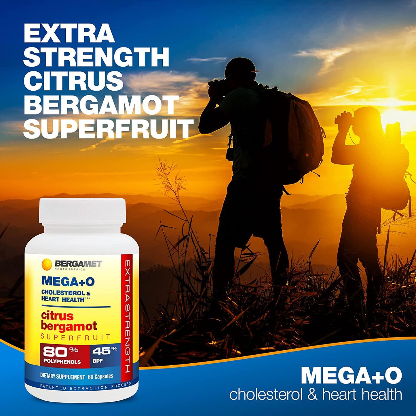 Citrus Bergamot MEGA+O 40% BPF 600mg 180 Tablets - Extra Strength Natural Citrus BergaMet Cholesterol and Heart Supplements, Multiple Clinical Research, Non-GMO, Vegetarian, Naturally Sourced