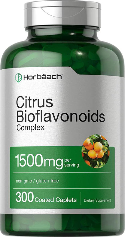 Citrus Bioflavonoids Complex | 1500mg | 300 Caplets | Vegetarian, Non-GMO, and Gluten Free Formula | Value Size Supplement | by Horbaach