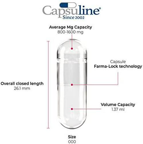 Clear Size 000 Empty Gelatin Capsules by Capsuline - 1000 Count