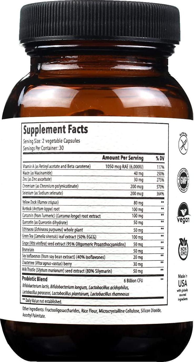 Clear Skin Supplement with Zinc for Adults, Formulated To Battle Hormonal Acne, Zinc Pills for Acne, Rosacea Skin Supplement, Zinc Supplements for Adult Acne - Anirva ClearDerm