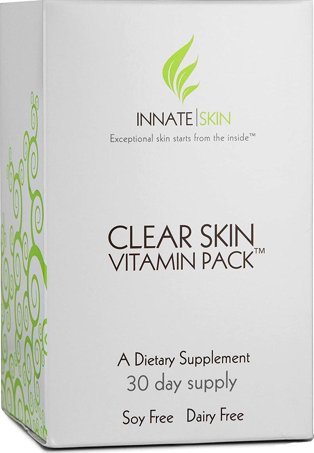 Clear Skin Vitamin Pack Acne Supplement by Innate Skin - 30 Day Supply of Acne Vitamins - Soy Free, Dairy Free Dietary Supplement - Zinc Picolinate Supplement