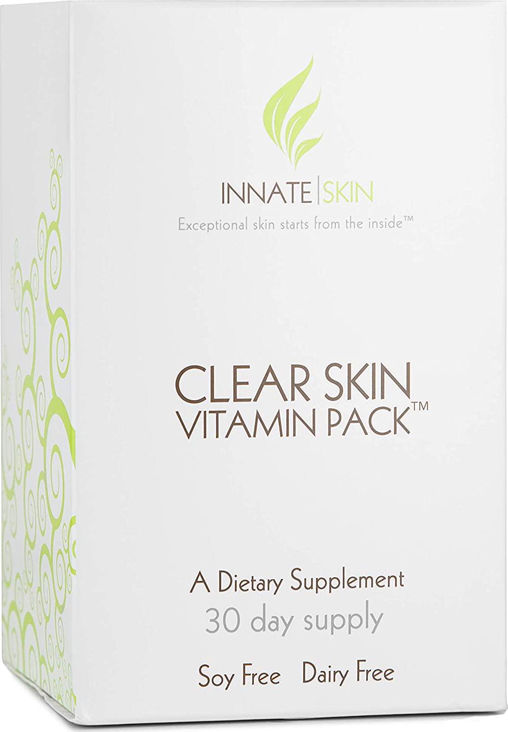 Clear Skin Vitamin Pack Acne Supplement by Innate Skin - 30 Day Supply of Acne Vitamins - Soy Free, Dairy Free Dietary Supplement - Zinc Picolinate Supplement
