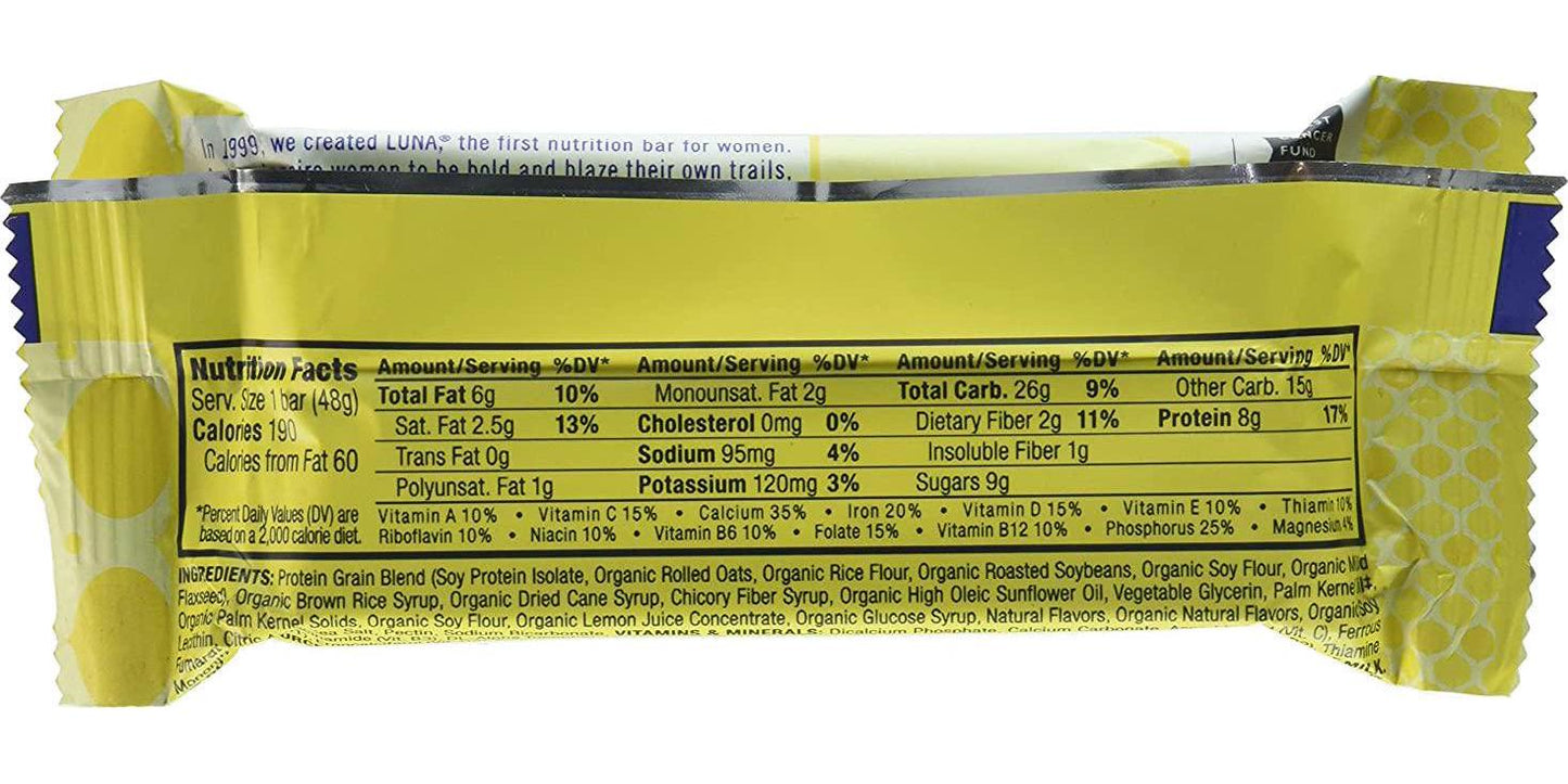 Cliff Bar Luna Lemon Zest Whole Nutrition Bar - Box of 15