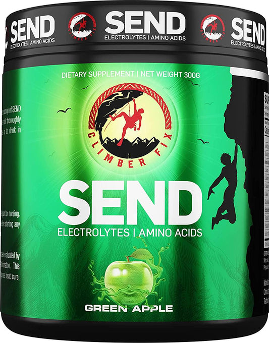 Climber Fix Send, Electrolytes and BCAAs 300 Grams (30 Servings) (Green Apple)