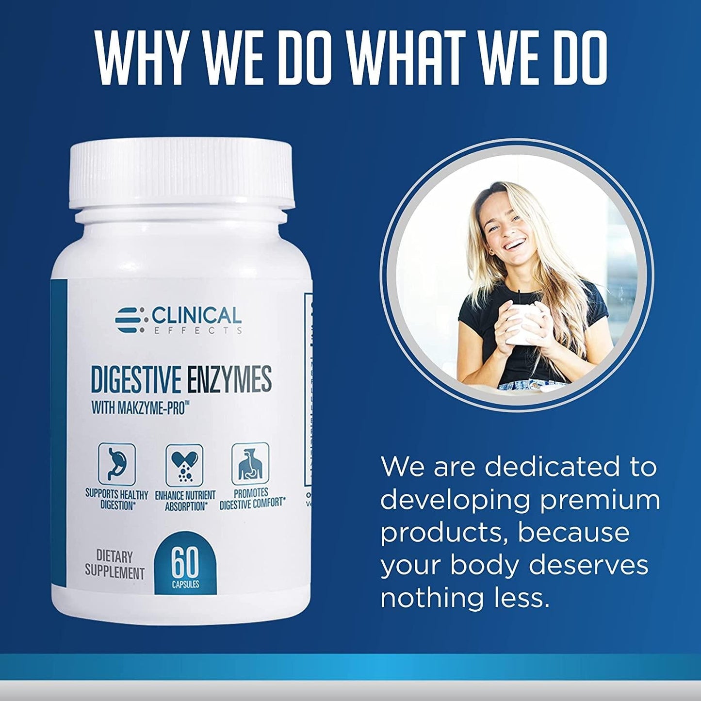 Clinical Effects Digestive Enzymes with Makzyme-Pro - Gut Health Enzyme and Probiotic Supplement to Support Digestion, Nutrient Absorption, Digestive Comfort - 60 Vegan Supplement Capsules - USA Made