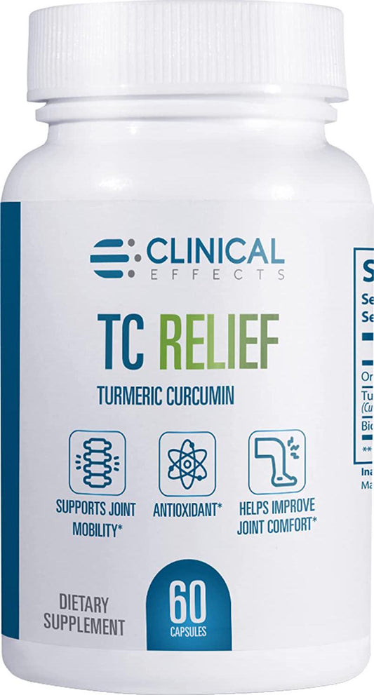 Clinical Effects: TC Relief - Turmeric Curcumin with Bioperine Black Pepper Joint Supplement for All-Natural Alternative Pain and Immunity Support - 60 Capsules - Max Absorption - Made in The USA