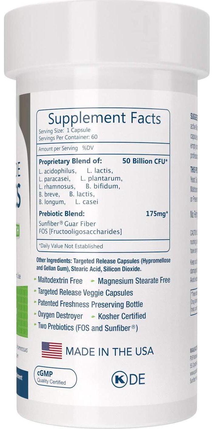 Clinical Grade Probiotics * 50 Billion CFUs/Serving * 10 Strains * Built-in Prebiotic * 60 Daily Capsules - 2 Month Supply * All Natural 100% Made in USA