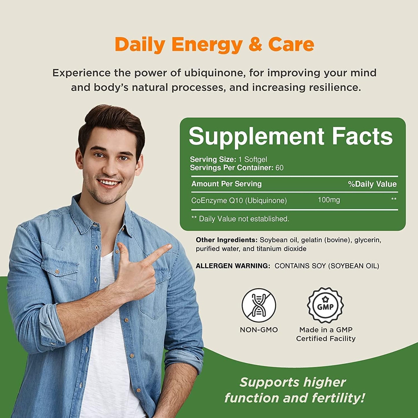 CoQ10 100mg Softgels Antioxidant Supplement - Coenzyme Q10 100mg Energy Pills for Anti Aging Skin Care and Heart Health - CoQ10 Supplement for Fertility Support Sugar Balance and Brain Booster