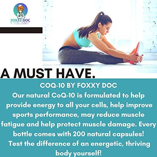 CoQ10 - Co-Enzyme Q10-200 mg - 200 Caps - High Absorption - Vegetable Capsules - Non-GMO - 6.5 Month Supply Heart and Cellular Energy by Foxxy Doc